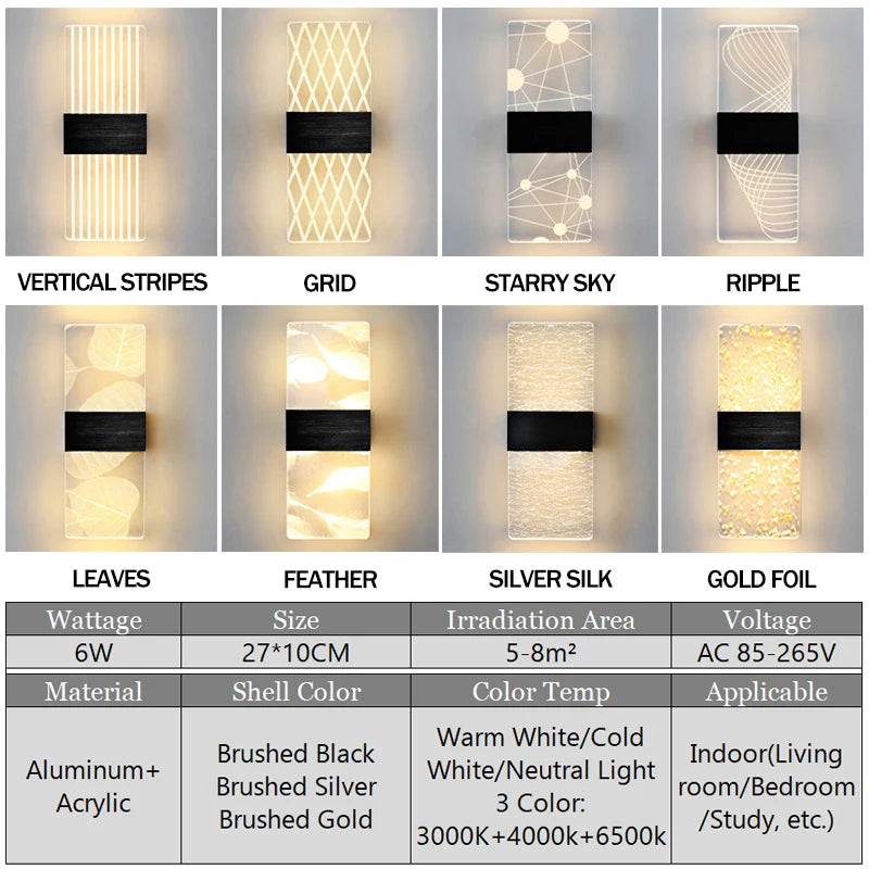 Modern LED Indoor Acrylic Wall Lamp