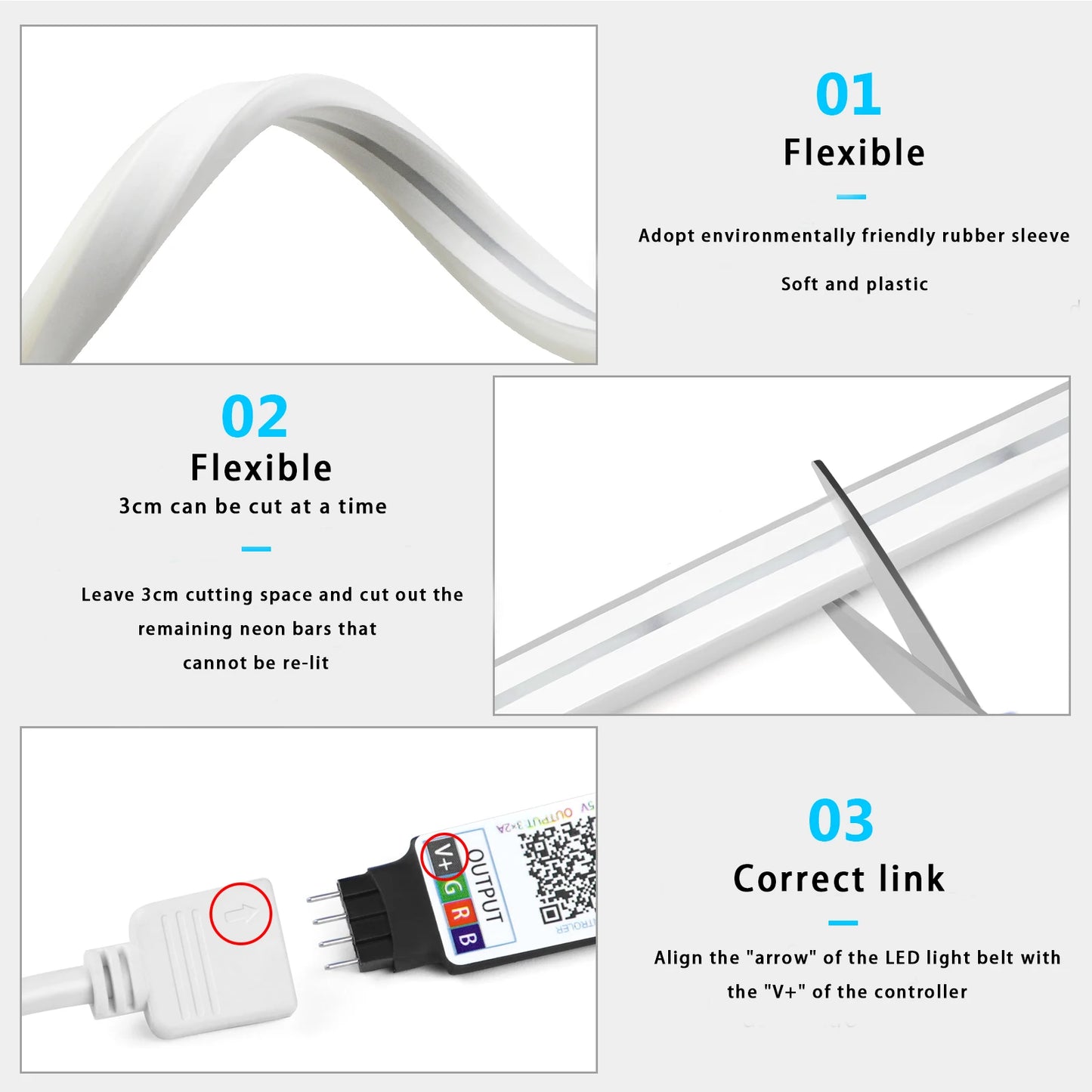 RGB Neon LED Strip Lights With Remote